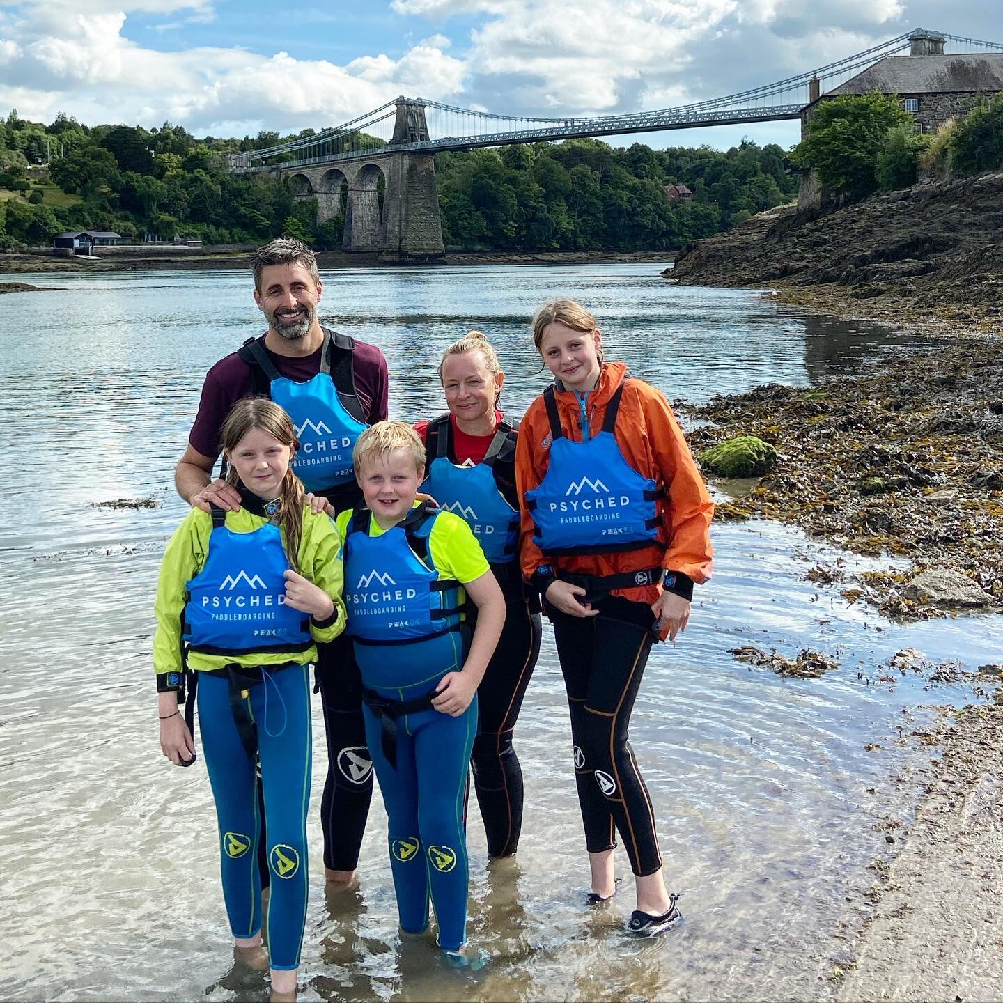 This afternoon we had the great pleasure of taking out Chloe, Steve, Annie, Genieve and Christian for a fun Learn to SUP in the sunshine on the Menai Strait. The family are enjoying a holiday away from London on Anglesey and they are having a great t